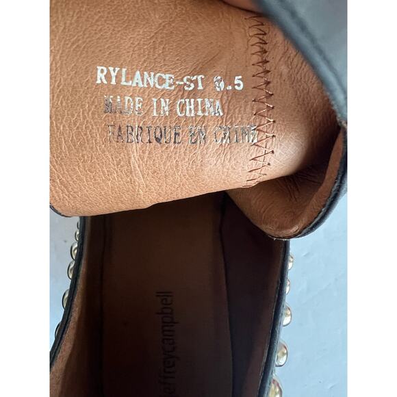 Jeffrey Campbell Rylance Black Leather Studded Ankle Low Block Heel Booties 9.5 - Picture 9 of 9